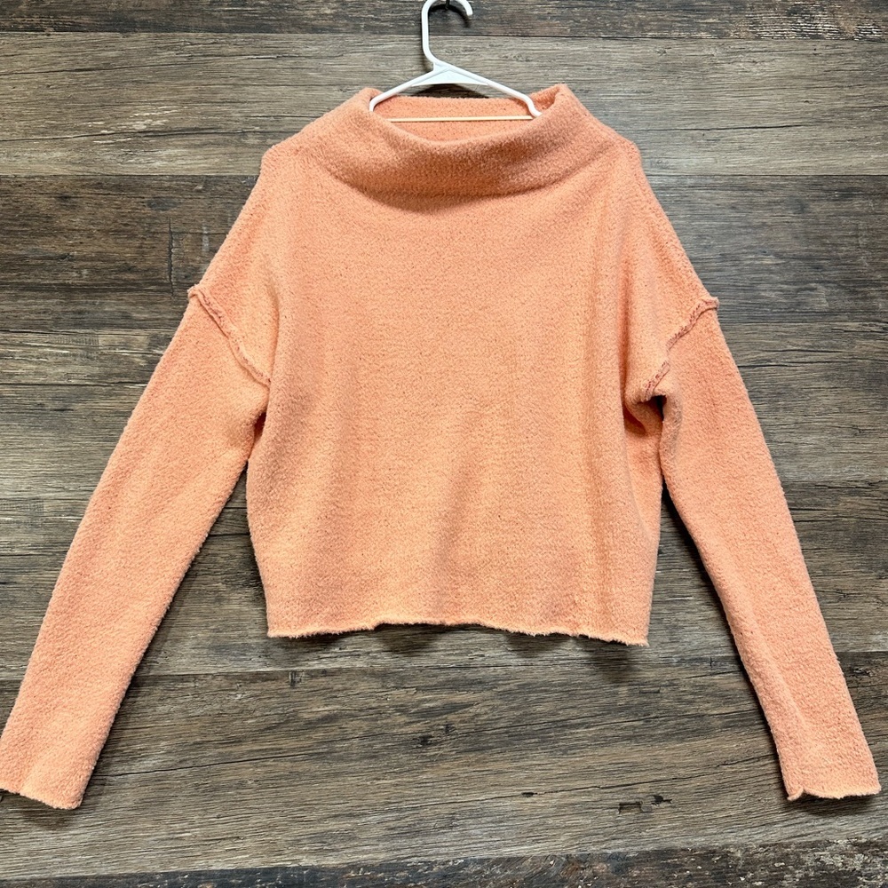 Free People Orange Cowl Neck Sweater